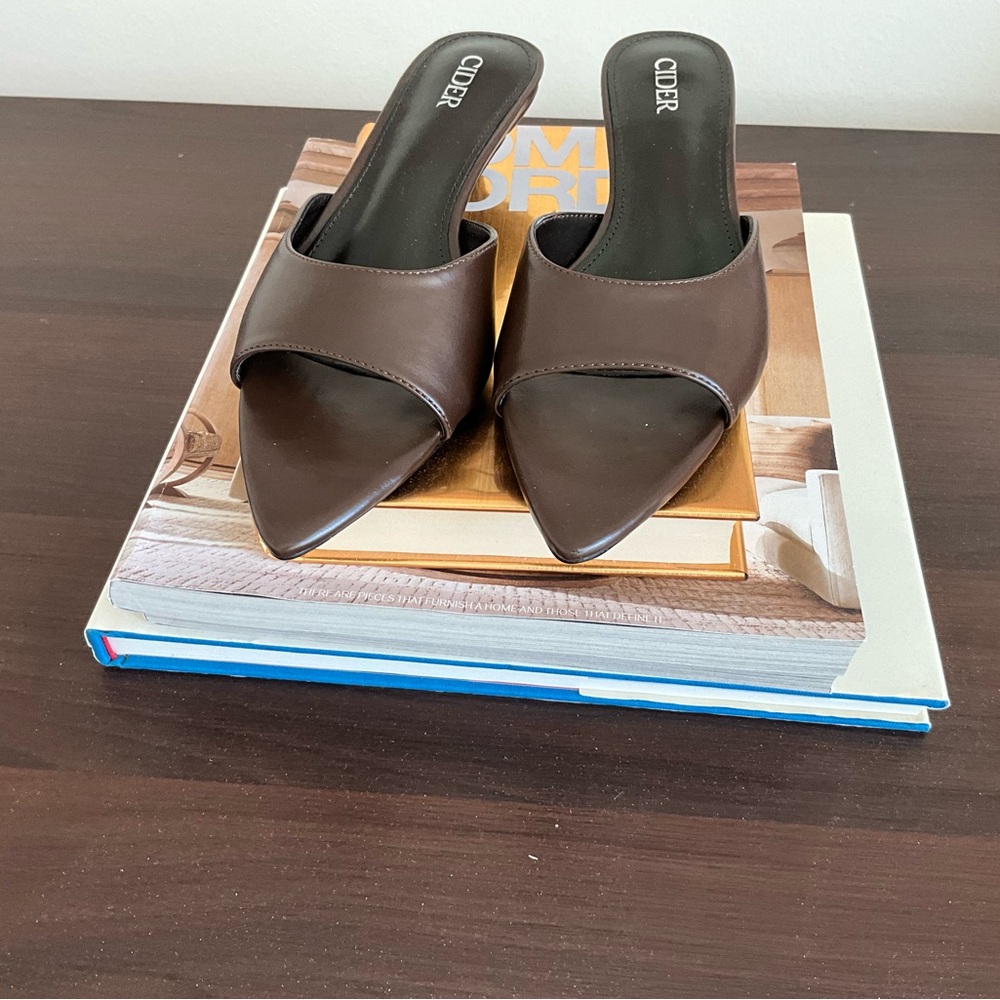 Cider Chocolate Brown Pointed Kitten heels. Never worn.